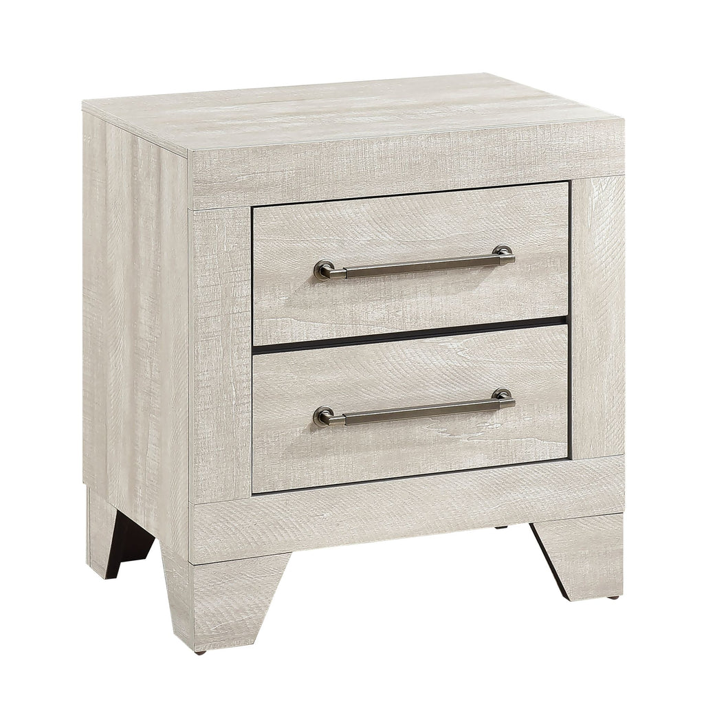 Dusty Gray Oak Nightstand with Two Drawers