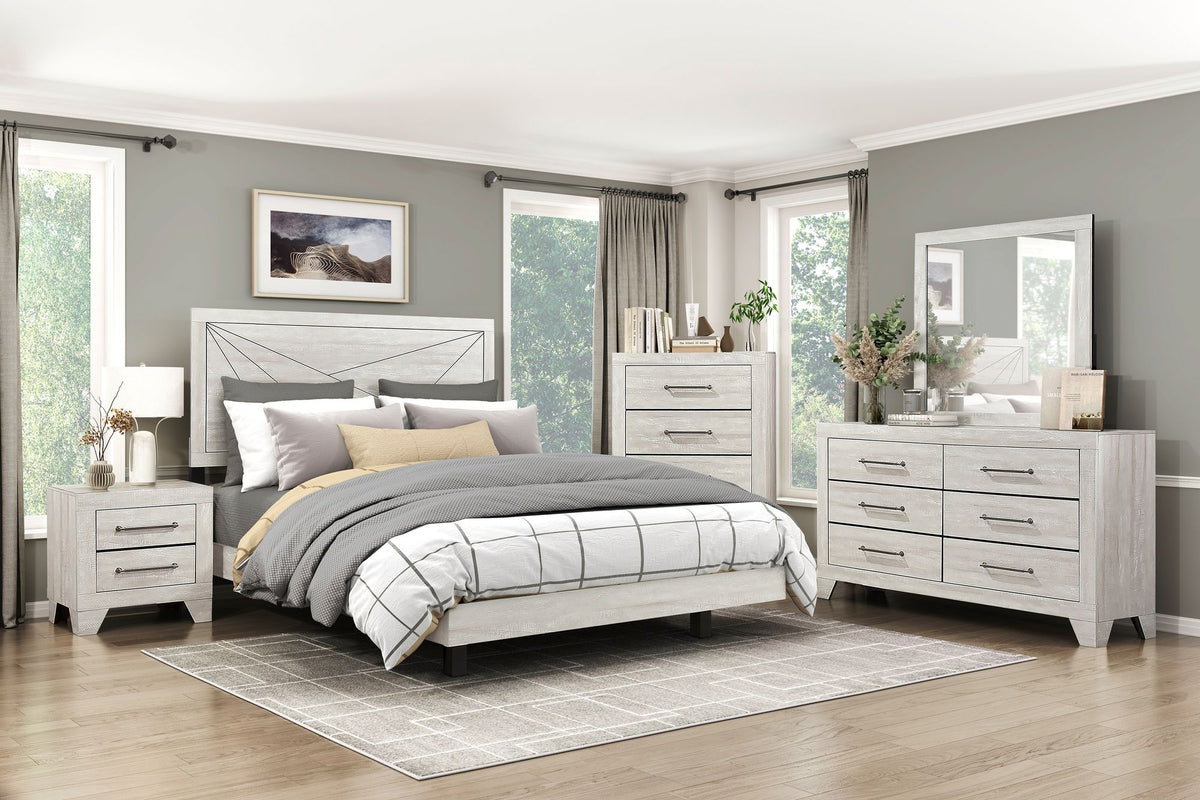 Dusty Gray Oak Nightstand with Two Drawers