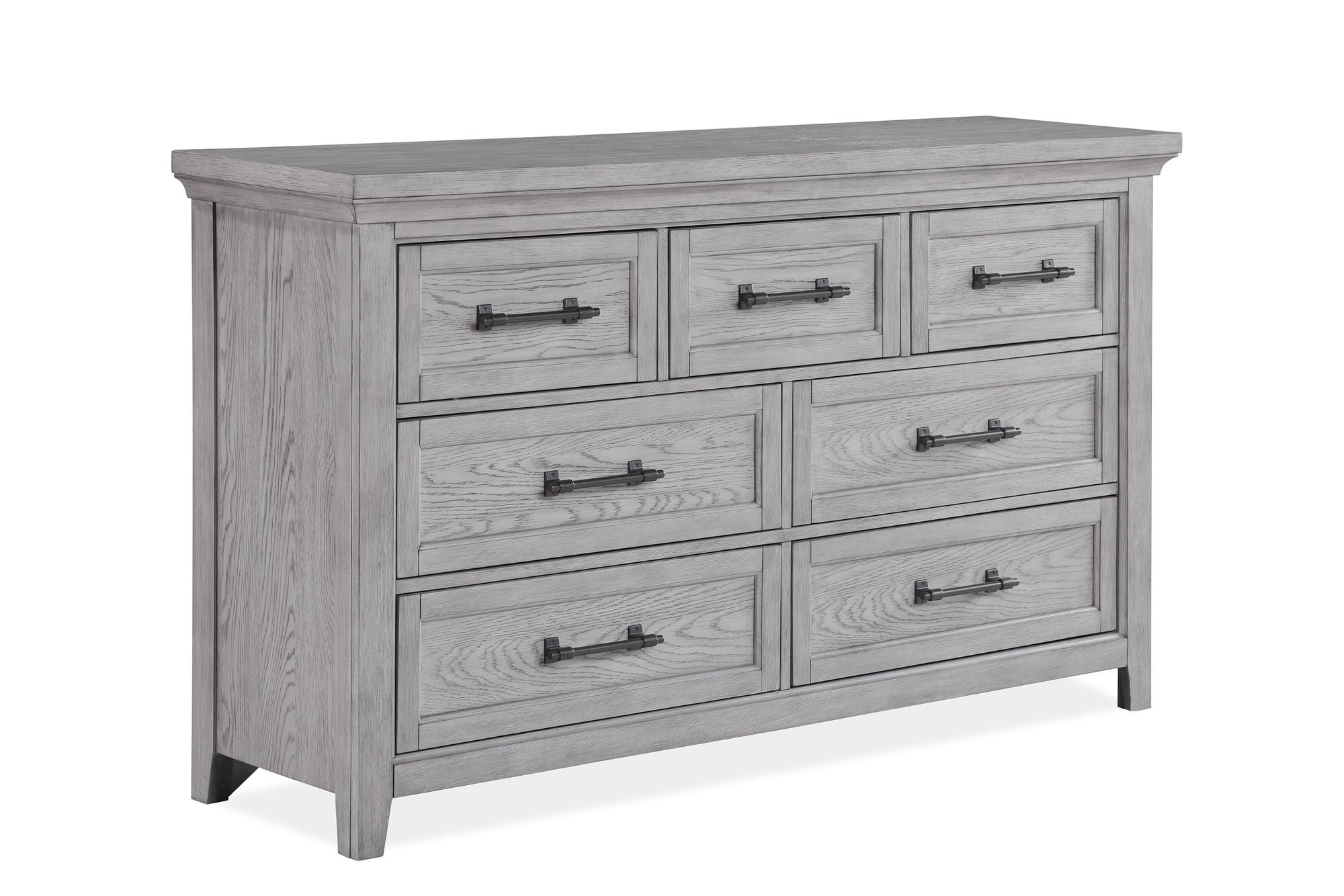 Contemporary Light Gray Finish 1pc Dresser Wooden Bedroom Furniture Metal Pull Furniture