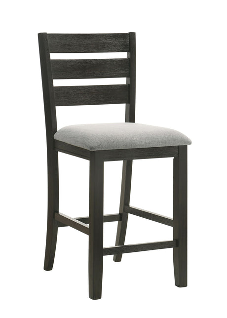 Contemporary Charcoal Counter Height Dining Chair Set of 2 with Fabric Upholstery
