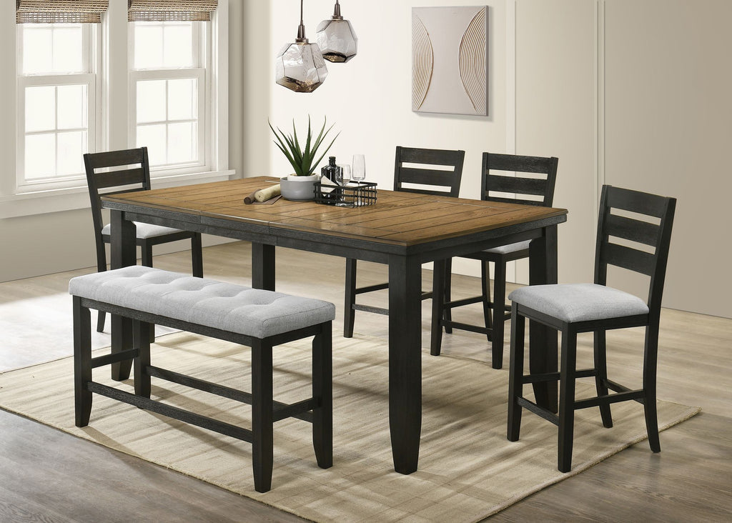 Contemporary Charcoal Counter Height Dining Chair Set of 2 with Fabric Upholstery