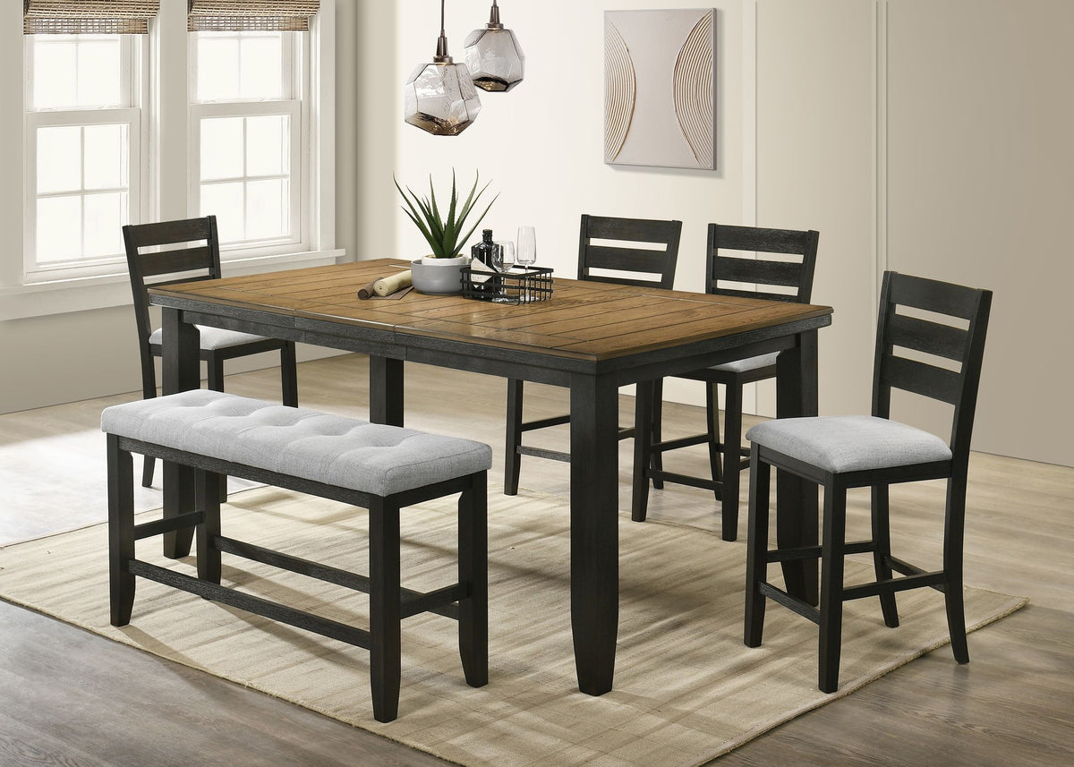 Contemporary Charcoal Counter Height Dining Chair Set of 2 with Fabric Upholstery