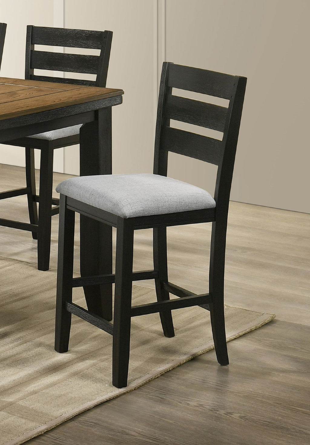 Contemporary Charcoal Counter Height Dining Chair Set of 2 with Fabric Upholstery