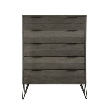 Three-Tone Gray Contemporary Five-Drawer Chest