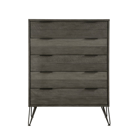 Three-Tone Gray Contemporary Five-Drawer Chest