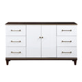 Contemporary White and Cherry Finish 1pc Dresser of 6x Drawers 2x Shelves Modern Bedroom
