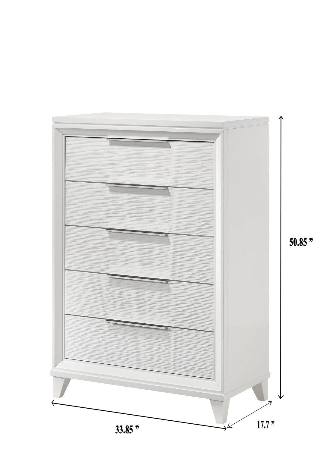 Modern White Five-Drawer Bedroom Chest