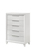 Modern White Five-Drawer Bedroom Chest