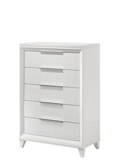 Modern White Five-Drawer Bedroom Chest