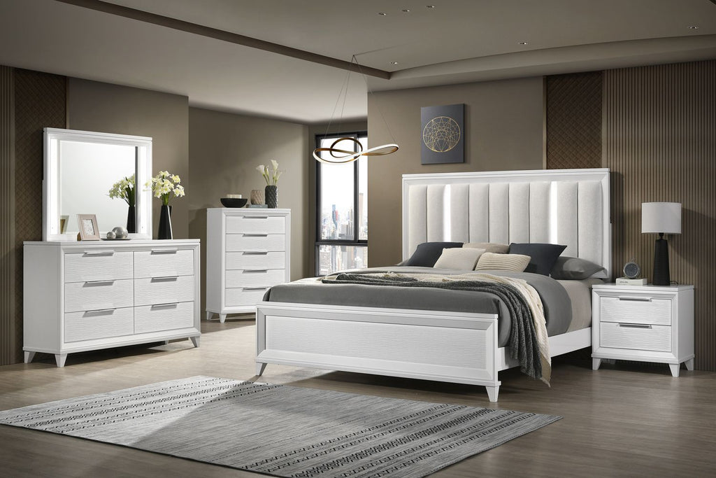 Modern White Five-Drawer Bedroom Chest
