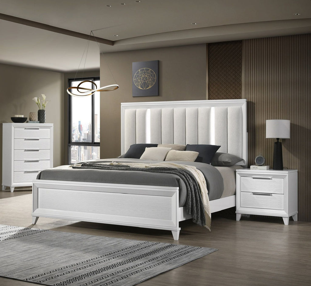 Modern White Five-Drawer Bedroom Chest