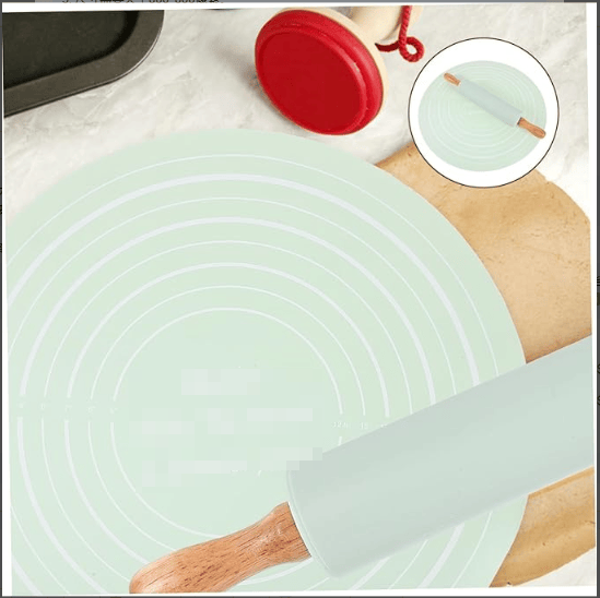 Non-Stick Dough Rolling Mat Set with Rolling Pin