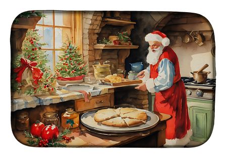 Cookies with Santa Claus Dish Drying Mat Absorbent Dish Drying Mat Pad for Kitchen Counter