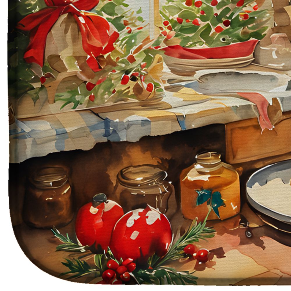 Cookies with Santa Claus Dish Drying Mat Absorbent Dish Drying Mat Pad for Kitchen Counter
