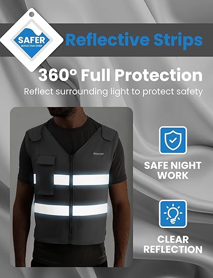 Reflective Cooling Vest with 12 Ice Packs