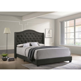 Copper Grey Upholstered Queen Wingback Bed – Modern Elegance
