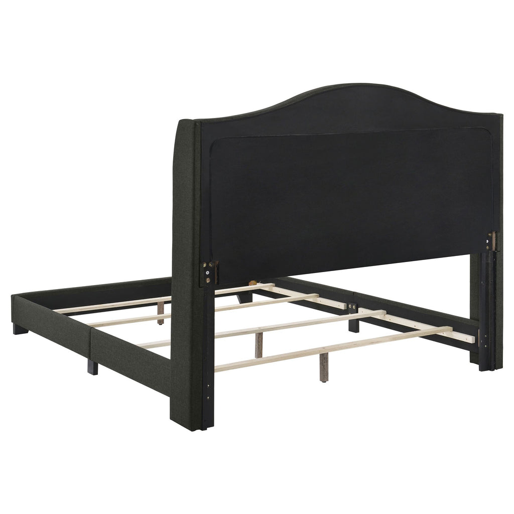 Copper Grey Upholstered Queen Wingback Bed – Modern Elegance