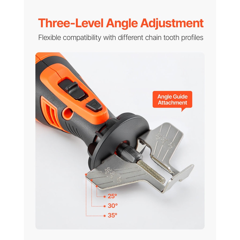 Cordless Five-Speed Chainsaw Sharpener with Angle Guide
