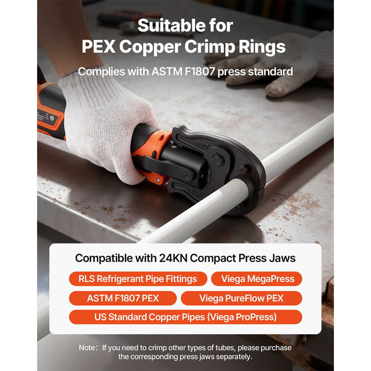 Cordless PEX Press Tool Kit with 18V Motor, Dual Batteries, and Carrying Case