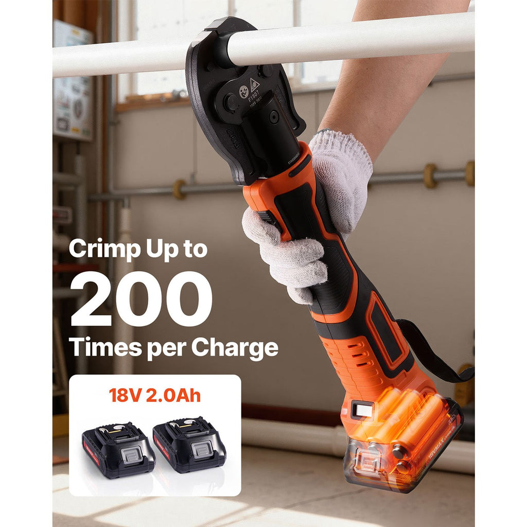 Cordless PEX Press Tool Kit with 18V Motor, Dual Batteries, and Carrying Case