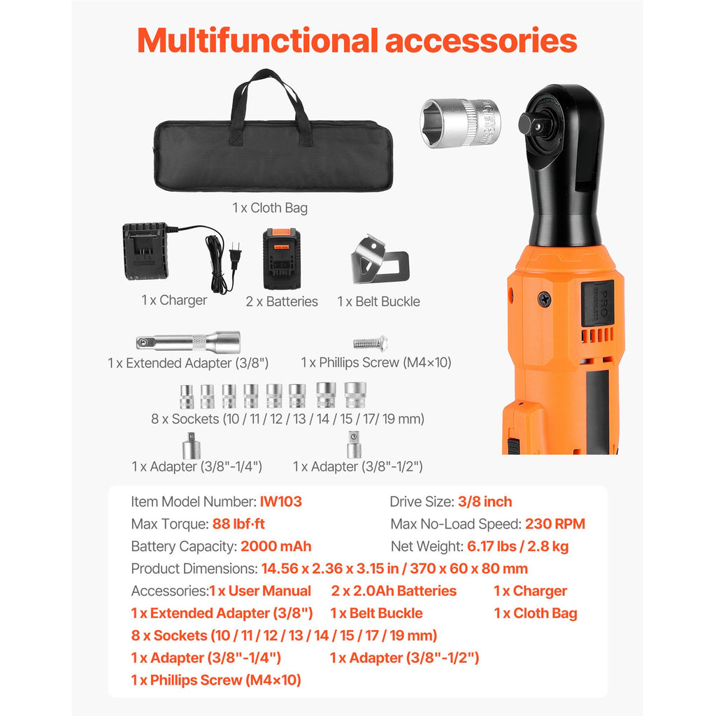 VEVOR Cordless Ratchet Set for Automotive Work