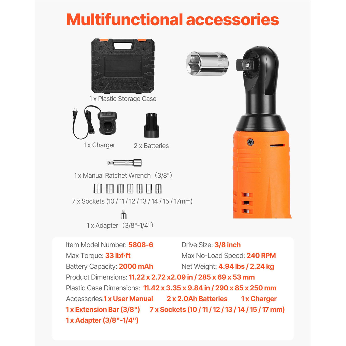 Cordless Electric Ratchet Set for Tight Spaces