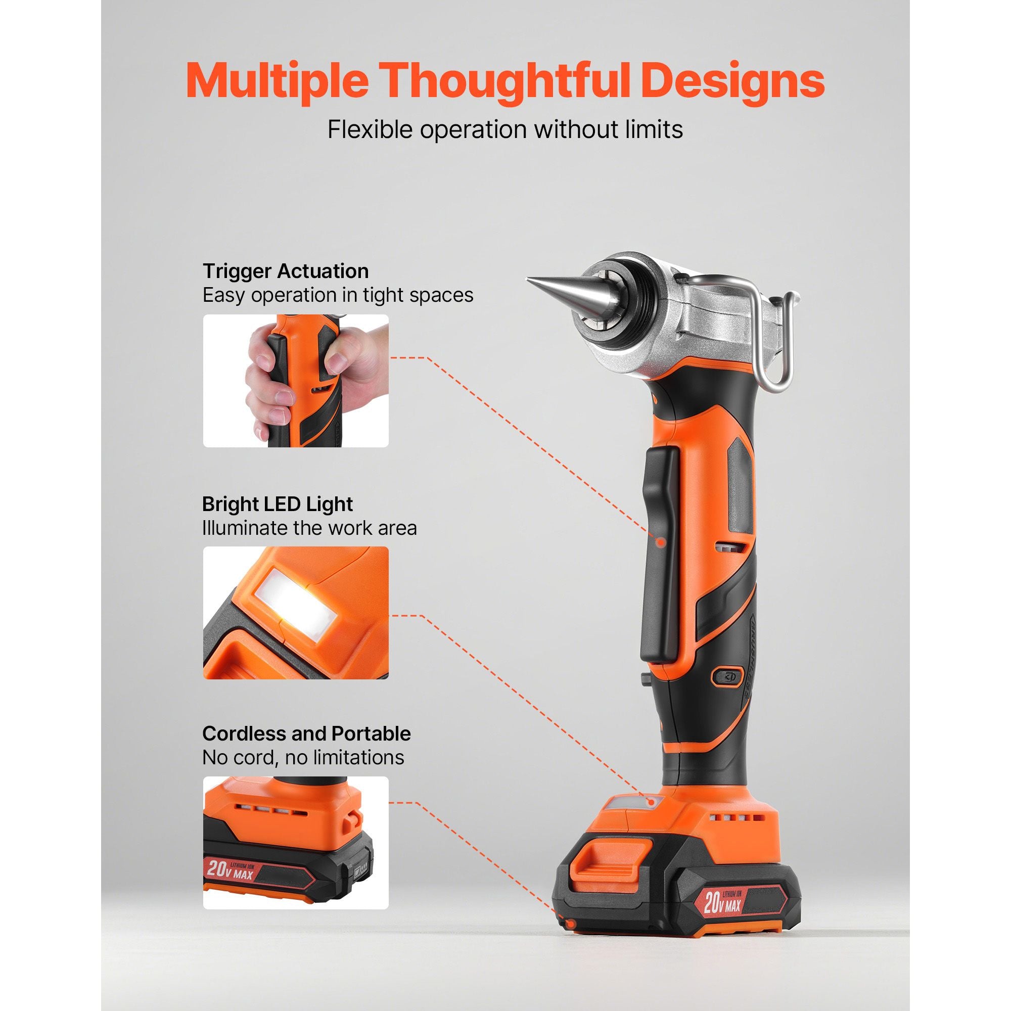 20V Max Cordless PEX-A Pipe Expander with 3 Heads, 2 Batteries & Charger
