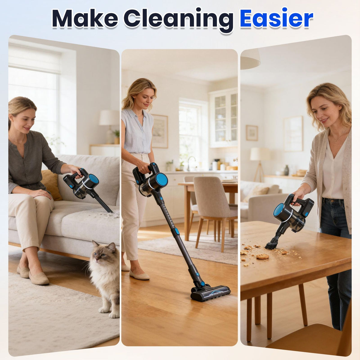 Convertible Cordless Stick Vacuum with LED Floor Head