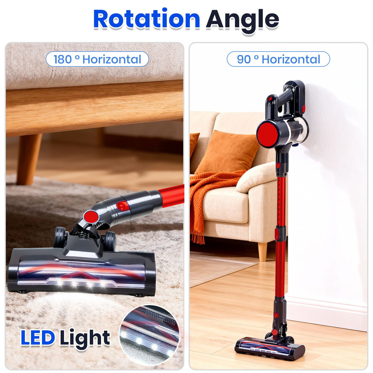 Convertible Cordless Stick Vacuum with LED Floor Head