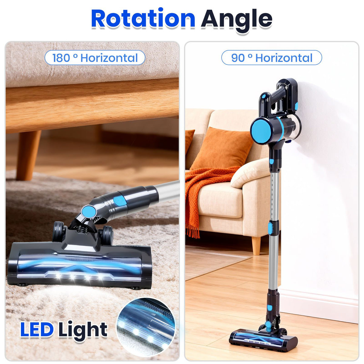 Convertible Cordless Stick Vacuum with LED Floor Head