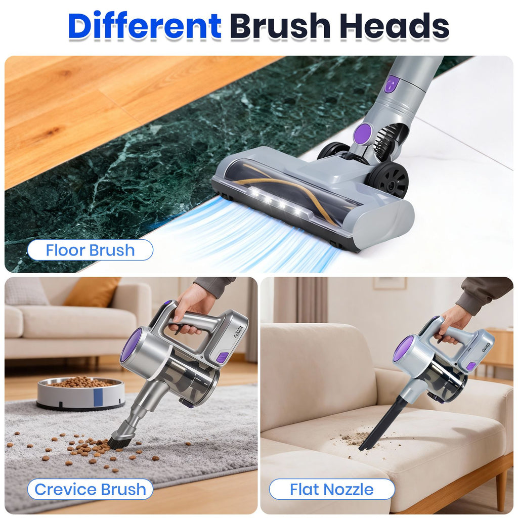 Convertible Cordless Stick Vacuum with LED Floor Head