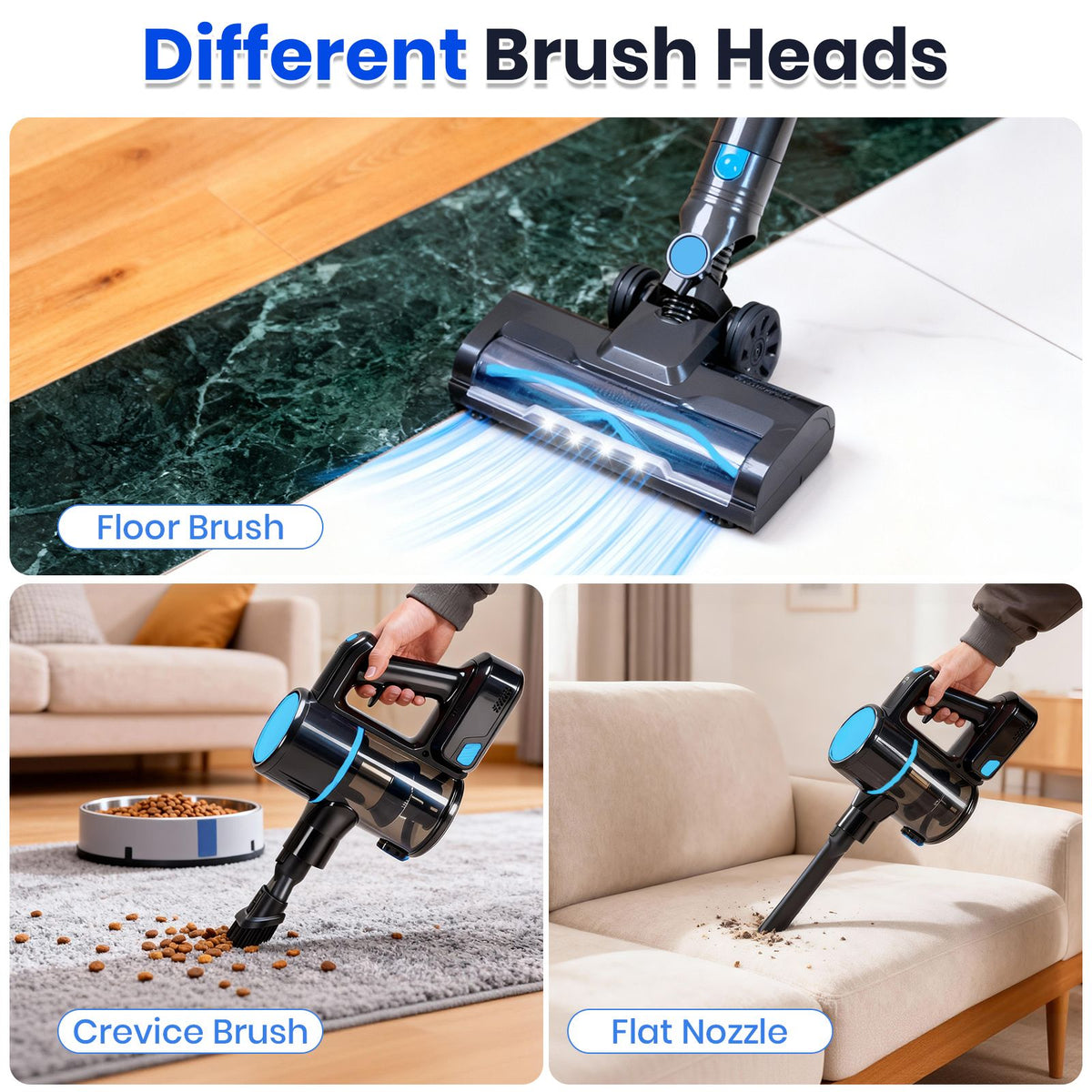 Convertible Cordless Stick Vacuum with LED Floor Head