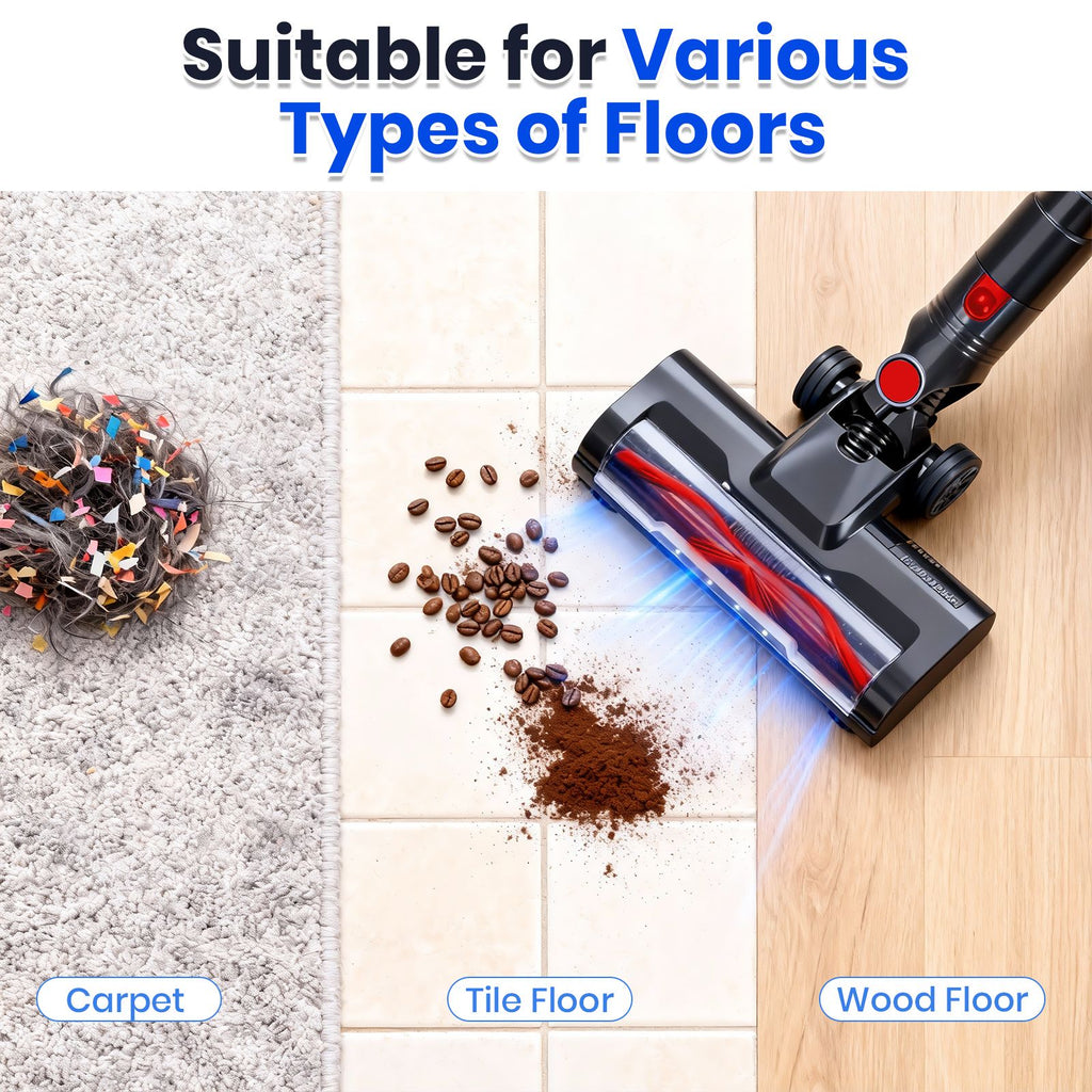 Convertible Cordless Stick Vacuum with LED Floor Head