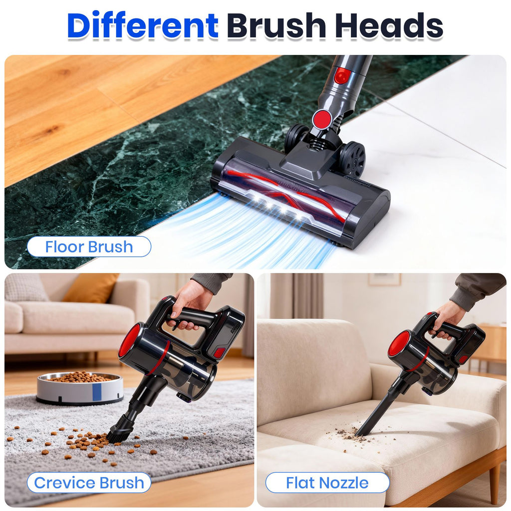 Convertible Cordless Stick Vacuum with LED Floor Head