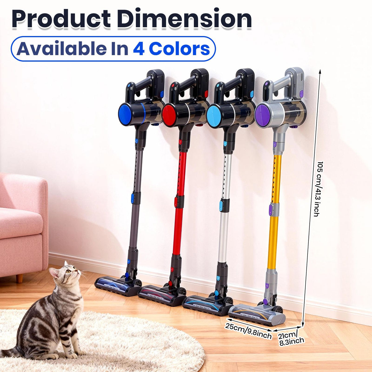 Convertible Cordless Stick Vacuum with LED Floor Head