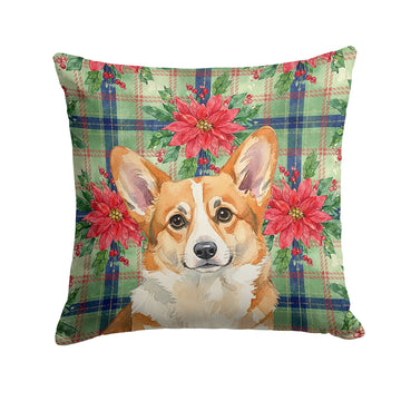 Corgi Christmas Poinsettias Accent Pillow