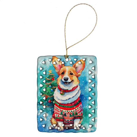 Corgi Christmas Ornament with Personalizable Back