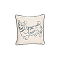 Embroidered Corgi Pillow with Black Piping