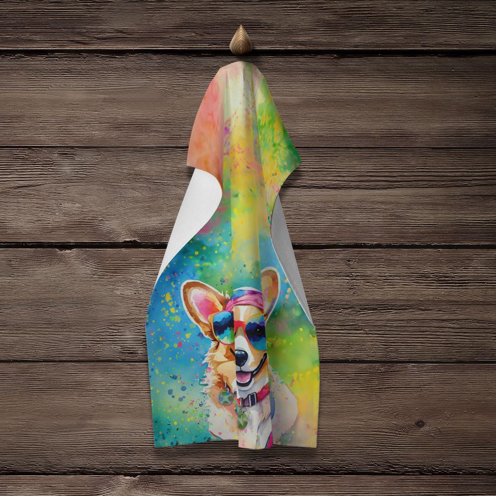 Corgi Hippie Dawg Decorative Kitchen Towel