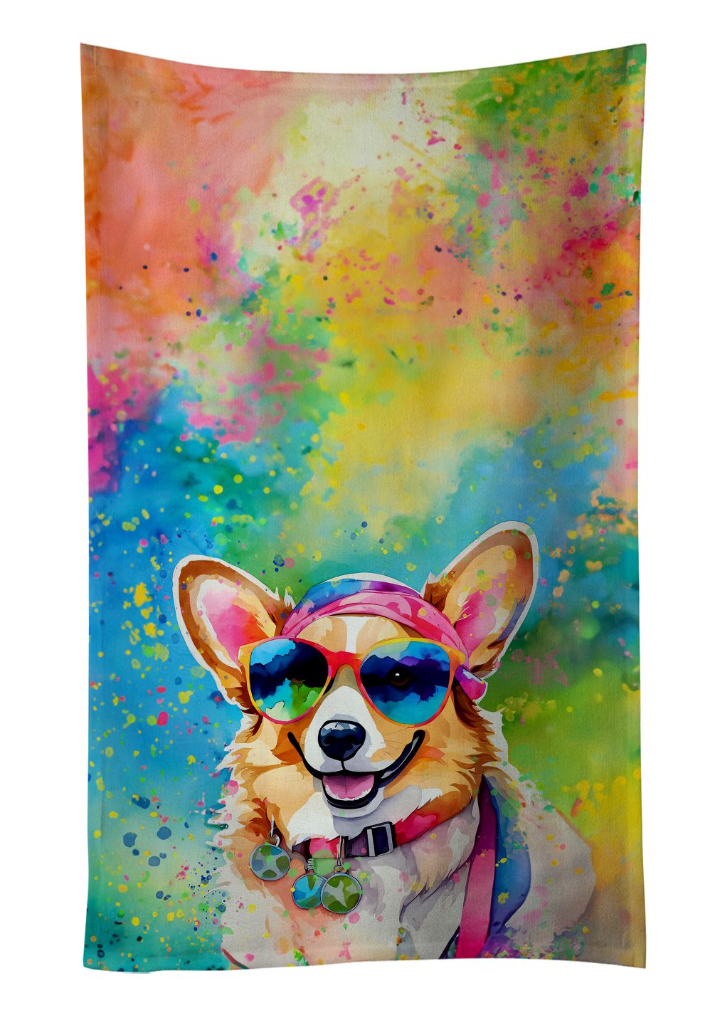 Corgi Hippie Dawg Decorative Kitchen Towel