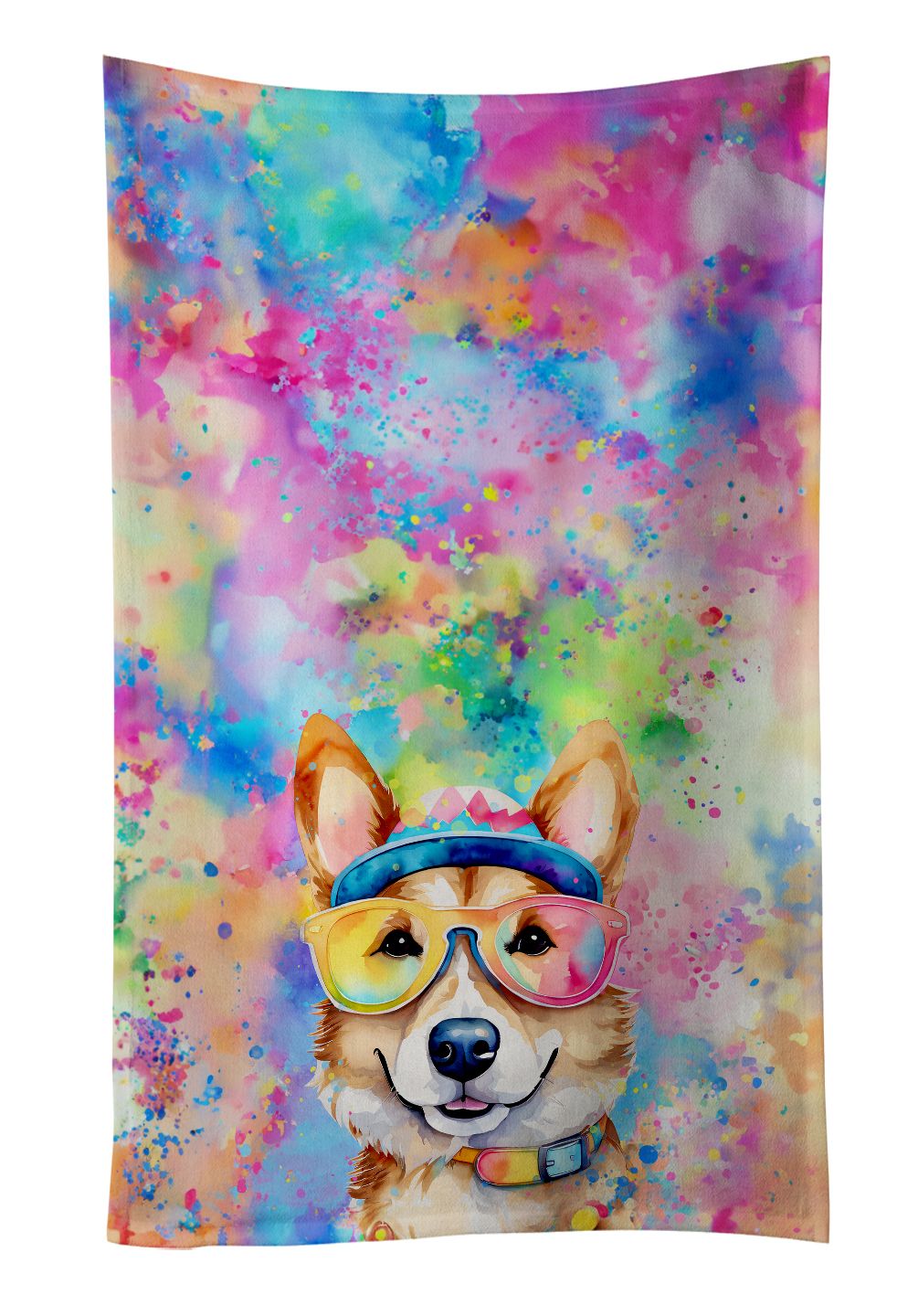 Corgi Hippie Dawg Decorative Kitchen Towel