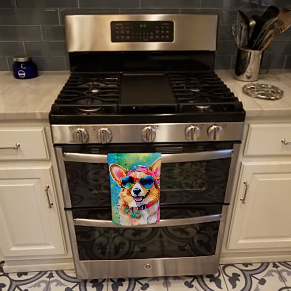 Corgi Hippie Dawg Decorative Kitchen Towel