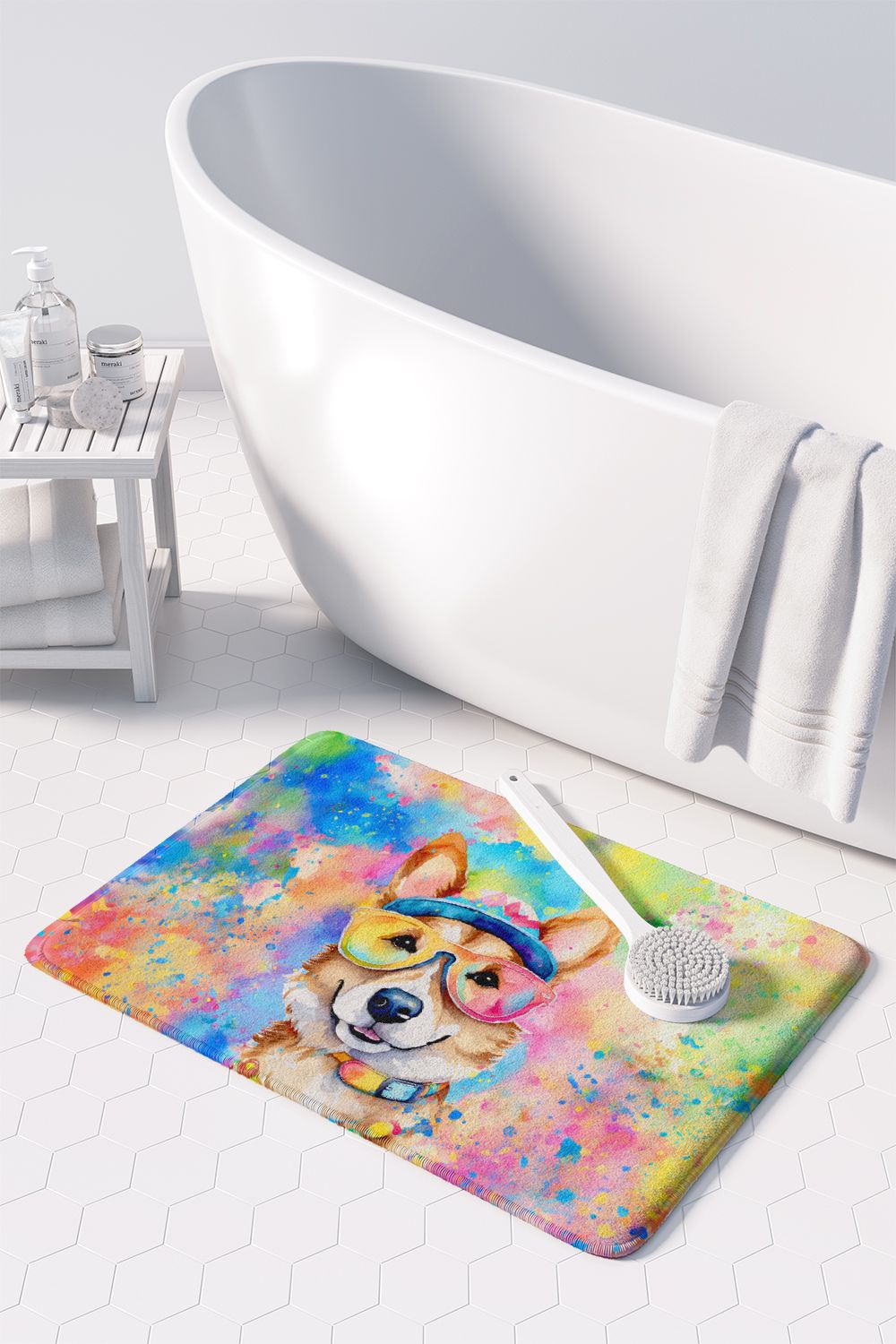 Corgi Hippie Dawg Cushioned Kitchen Mat