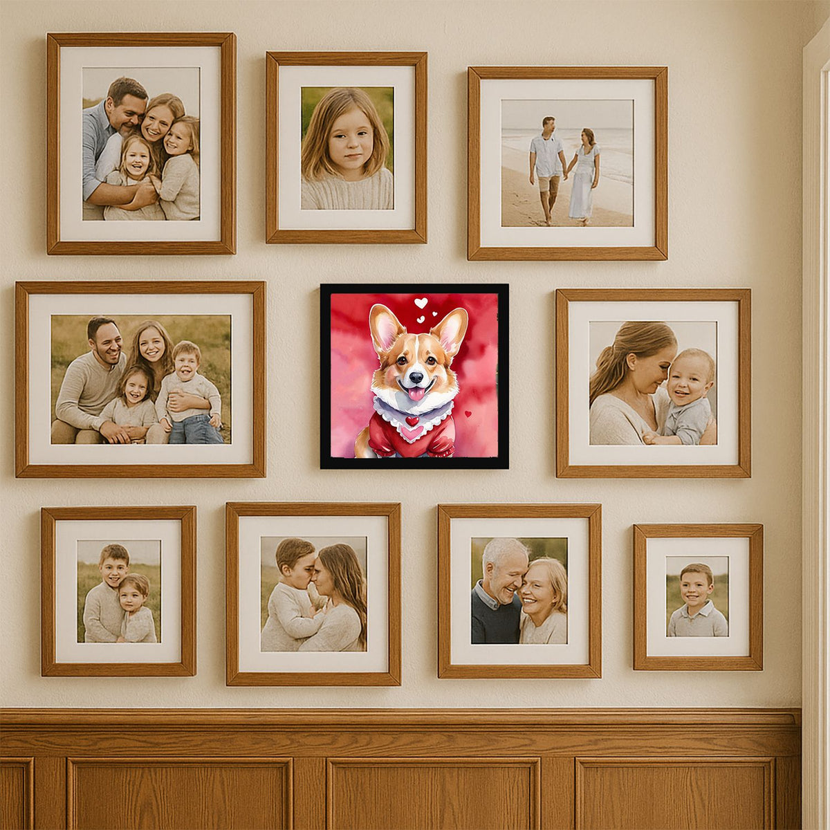 Corgi Valentine Art in a Contemporary Frame