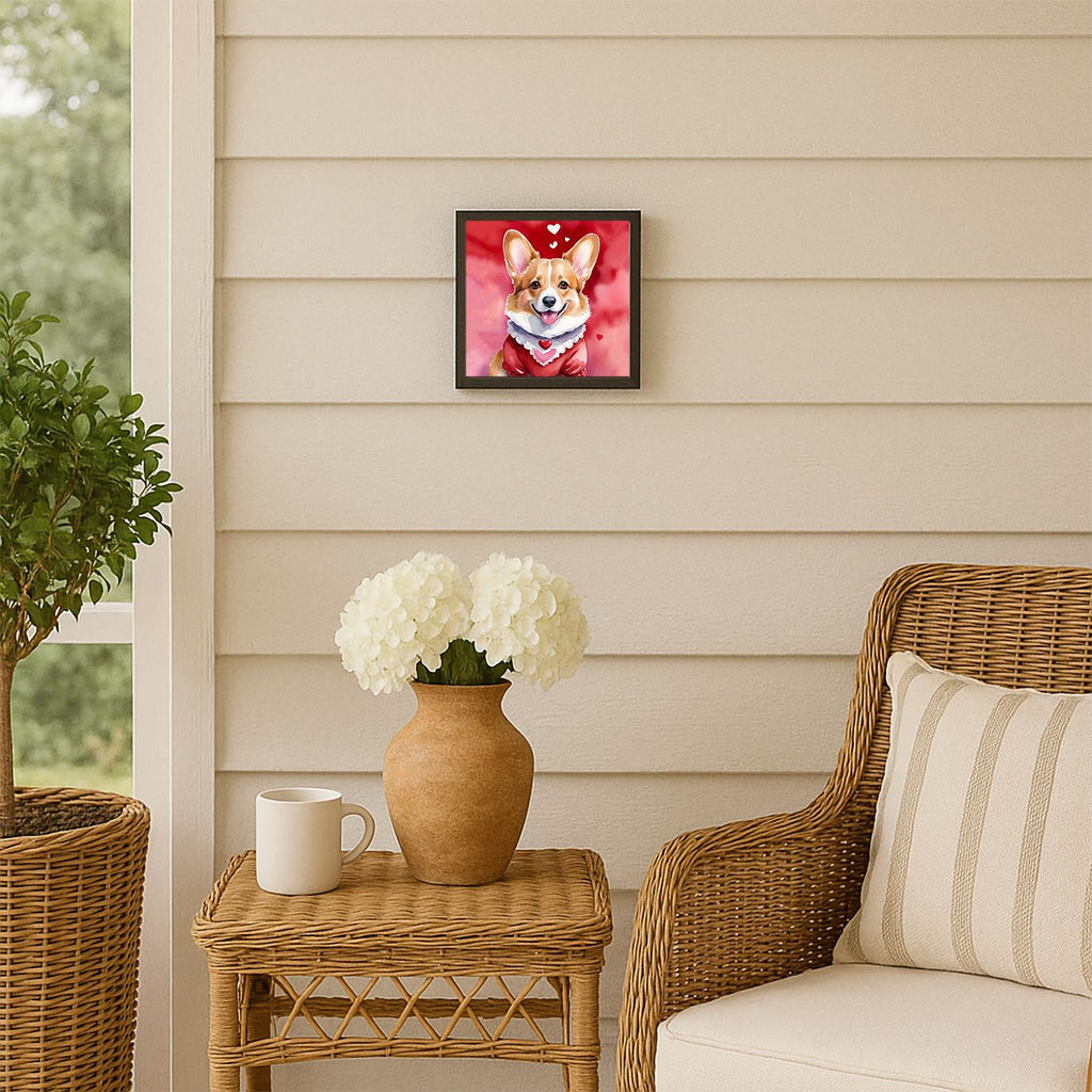 Corgi Valentine Art in a Contemporary Frame
