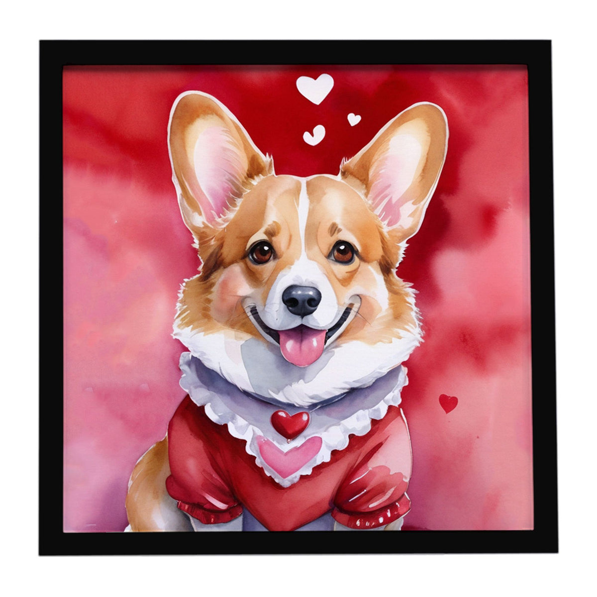 Corgi Valentine Art in a Contemporary Frame
