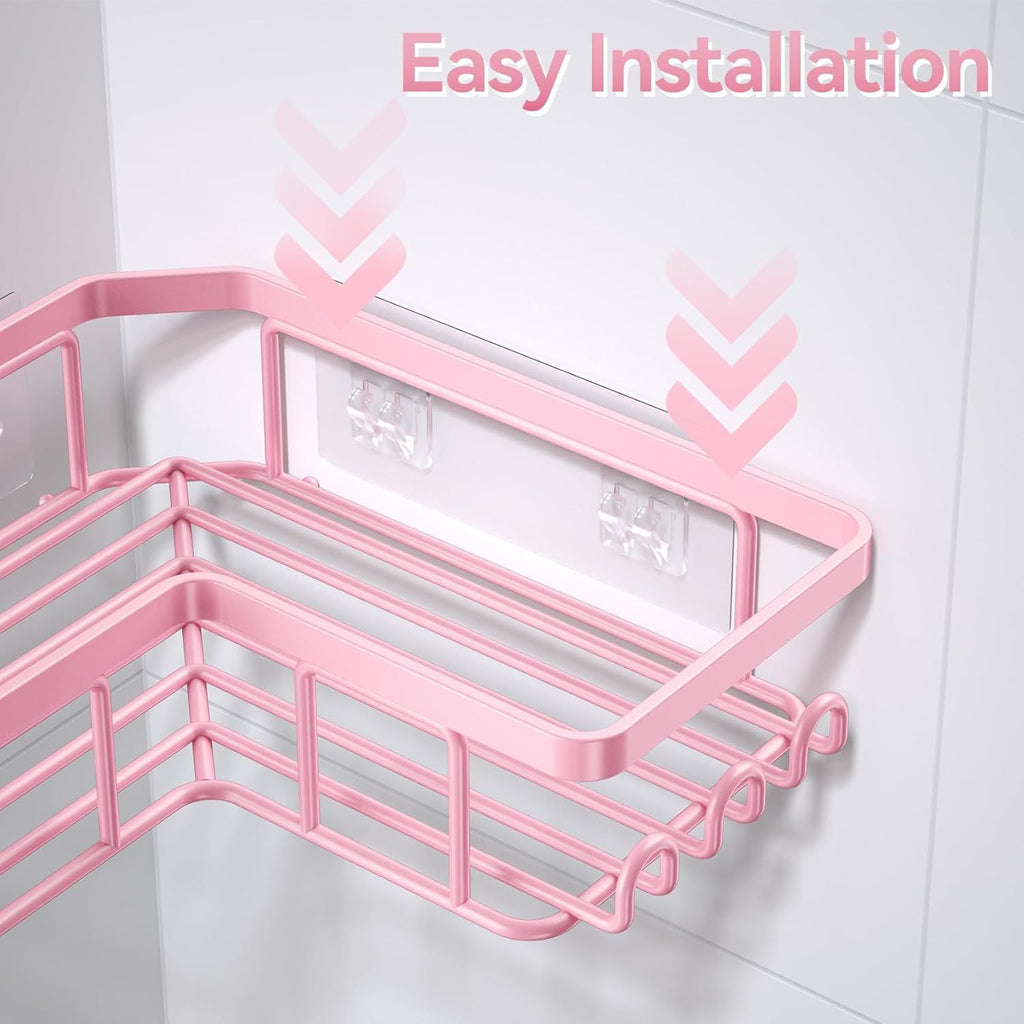 Corner Shower Caddy Set with Soap Holder and 12 Hooks