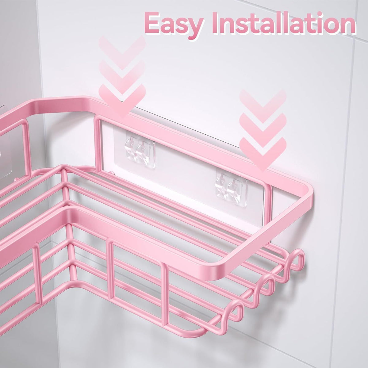 Corner Shower Caddy Set with Soap Holder and 12 Hooks