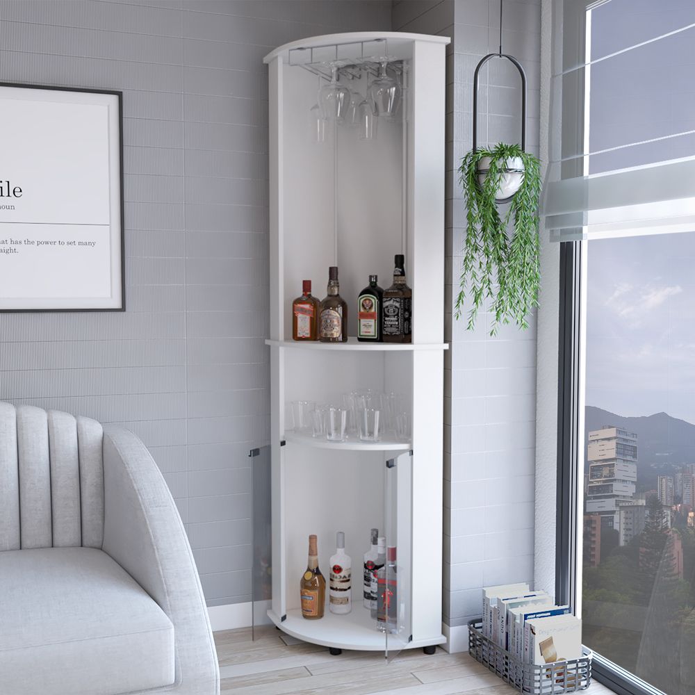 Elegant Corner Bar Cabinet with Built-In Storage