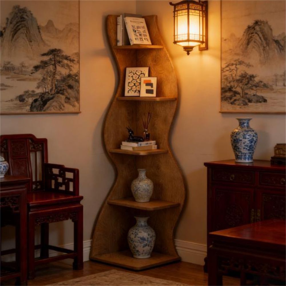Vintage Five-Tier Corner Display Shelf